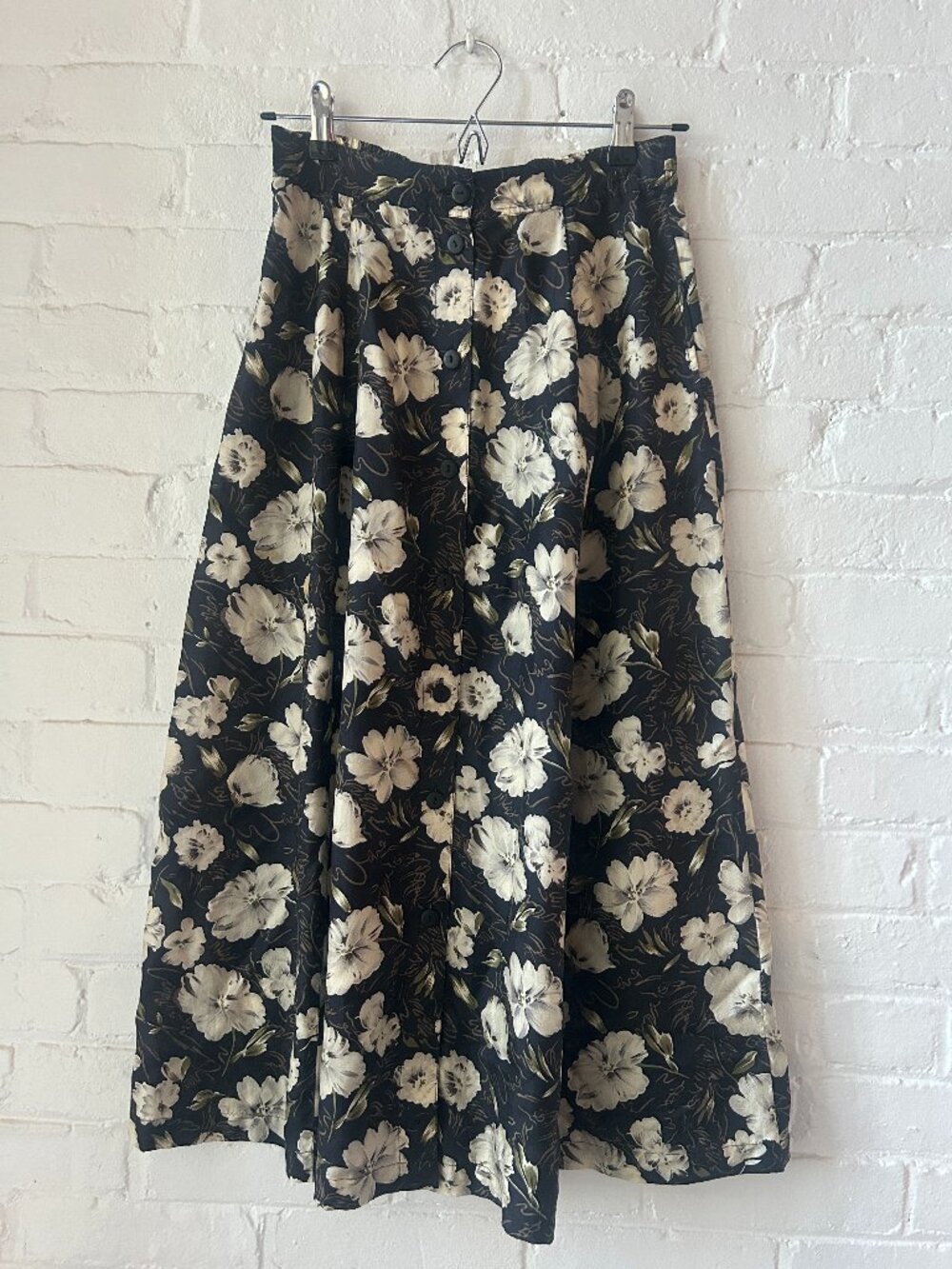 Vintage Floral Silk Skirt